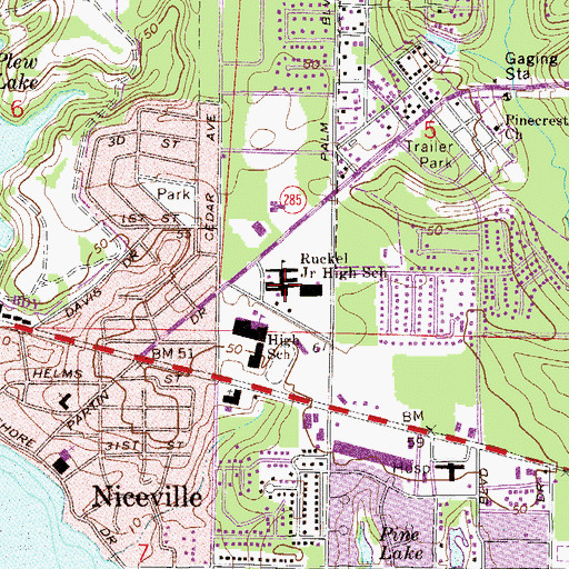 Topographic Map of C W Ruckel Middle School, FL