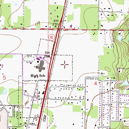 Topographic Map of Crestview Senior High School, FL