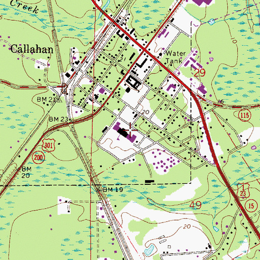 Topographic Map of West Nassau High School, FL