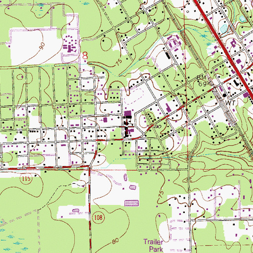 Topographic Map of Hilliard Middle - Senior High School, FL