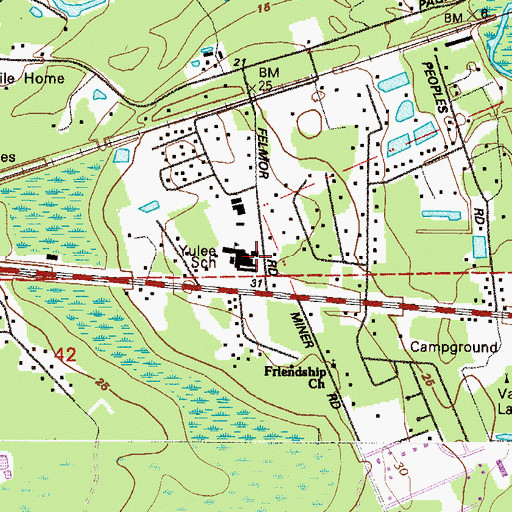 Topographic Map of Yulee Elementary School, FL