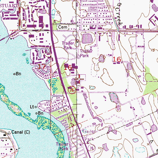 Topographic Map of Martin County High School, FL