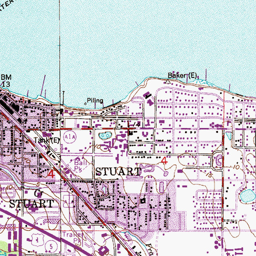 Topographic Map of Martin County Adult Center, FL