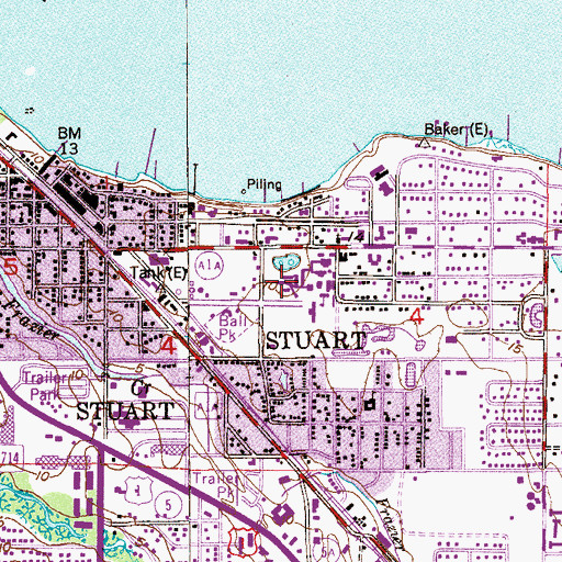 Topographic Map of Stuart Middle School, FL