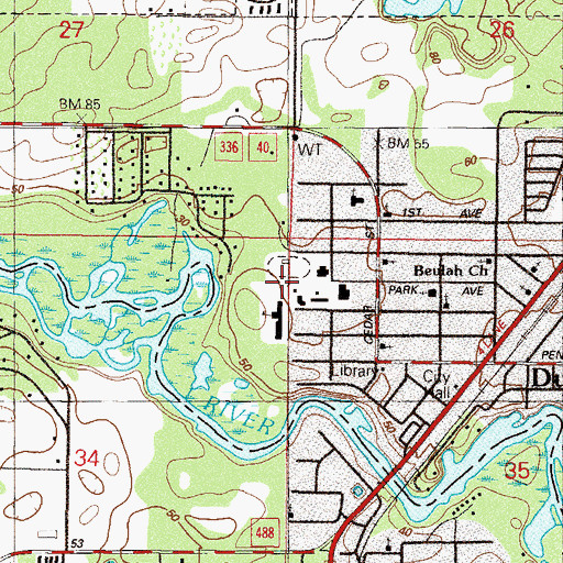 Topographic Map of Dunnellon Middle School, FL