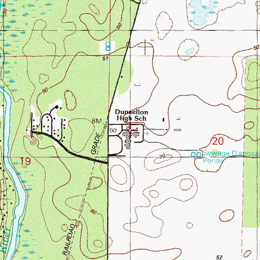 Topographic Map of Dunnellon High School, FL