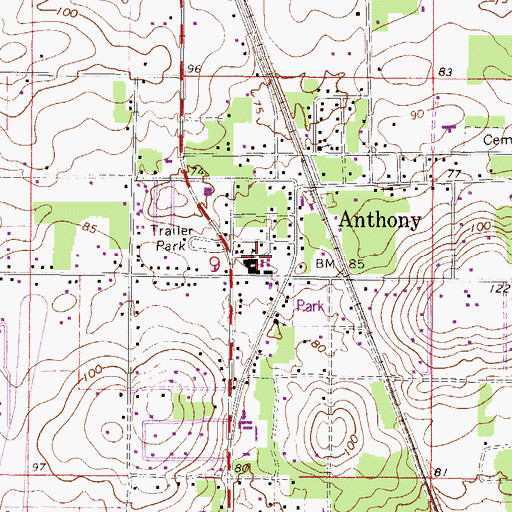 Topographic Map of Anthony Elementary School, FL