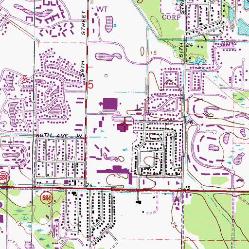 Topographic Map of Moody Elementary School, FL