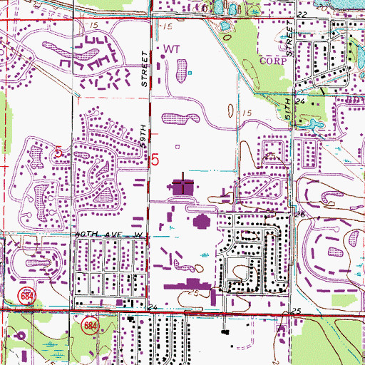 Topographic Map of Sugg Middle School, FL