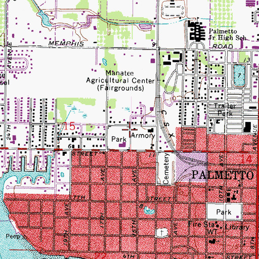 Topographic Map of Palmetto Elementary School, FL