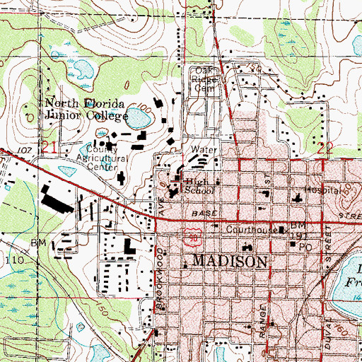 Topographic Map of Madison County Middle School, FL