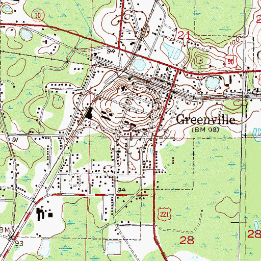 Topographic Map of Greenville Primary School, FL