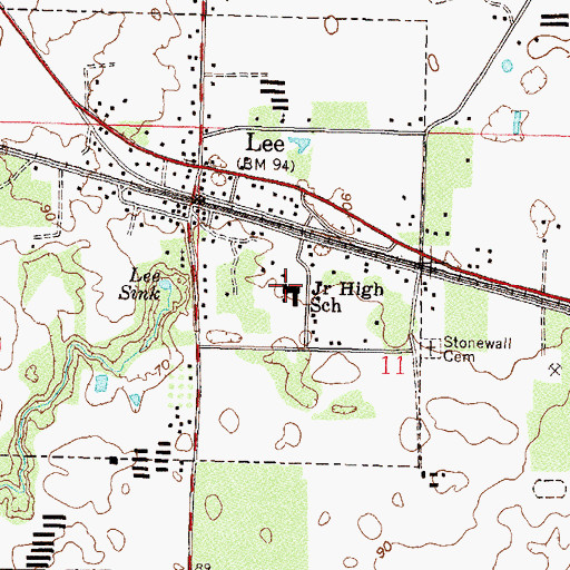 Topographic Map of Lee Junior High School, FL