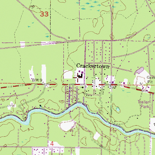 Topographic Map of Yankeetown School, FL