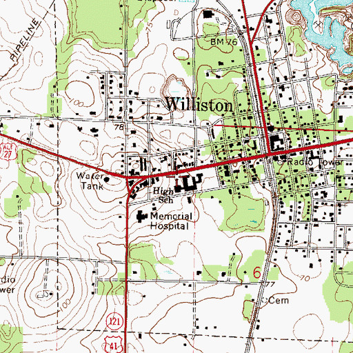 Topographic Map of Williston High School, FL