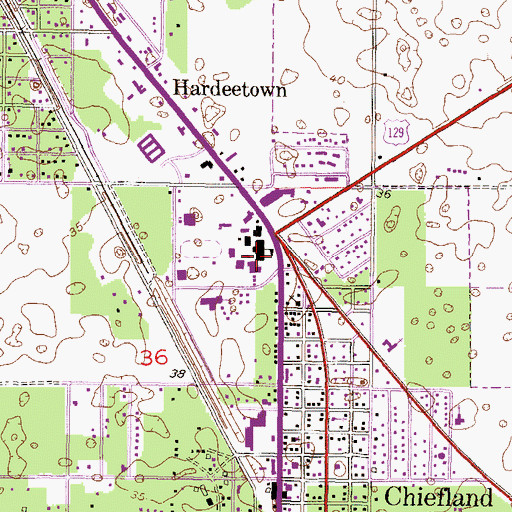 Topographic Map of Chiefland High School, FL