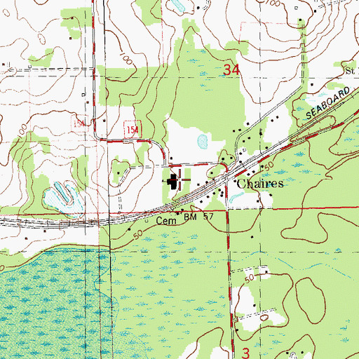 Topographic Map of Chaires Elementary School, FL