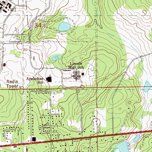 Topographic Map of Lincoln High School, FL