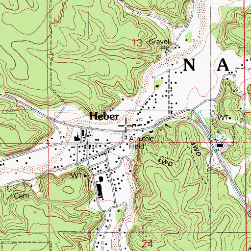 Topographic Map of Heber, AZ