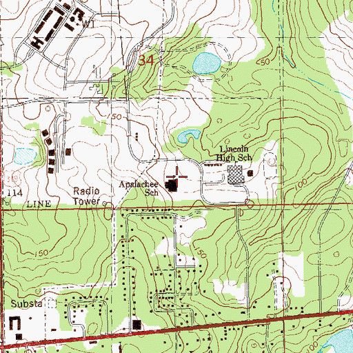 Topographic Map of Apalachee Elementary School, FL