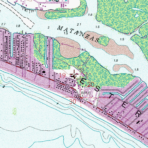 Topographic Map of Fort Myers Beach Elementary School, FL