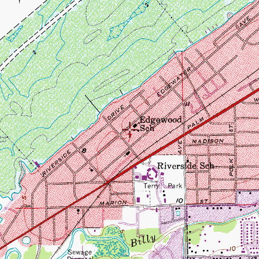 Topographic Map of Lee County Alternative Learning Center, FL