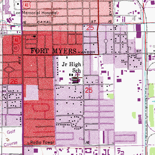 Topographic Map of Fort Myers Middle Academy, FL