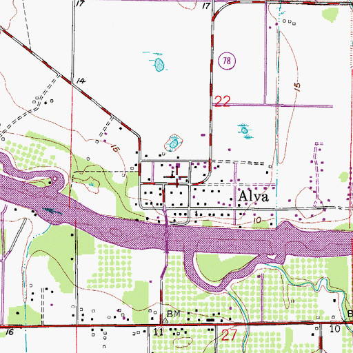 Topographic Map of Alva Elementary School, FL