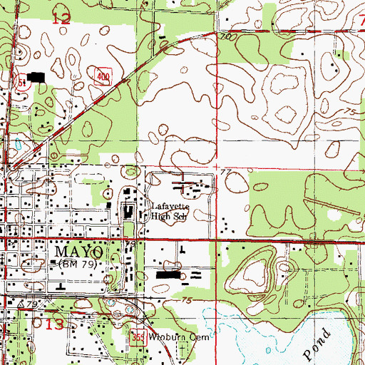 Topographic Map of Lafayette Elementary School, FL