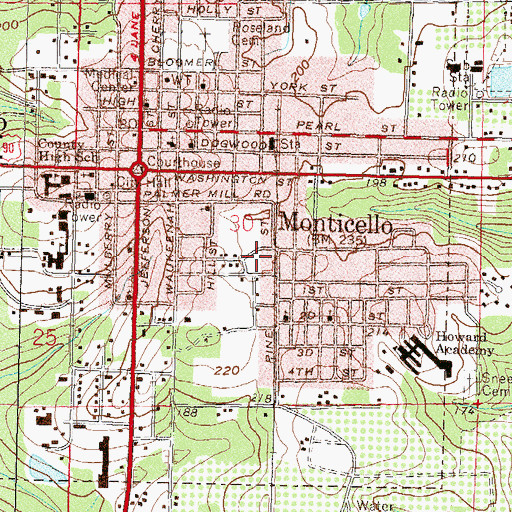 Topographic Map of Jefferson County Elementary School-Mamie Scott Annex, FL