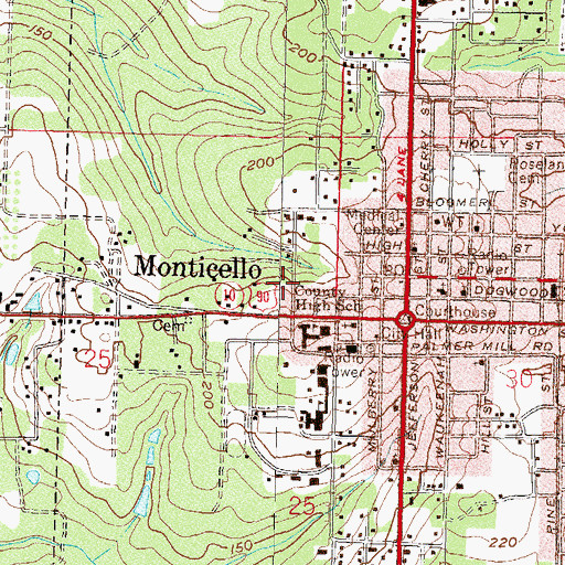 Topographic Map of Jefferson County Adult Center, FL