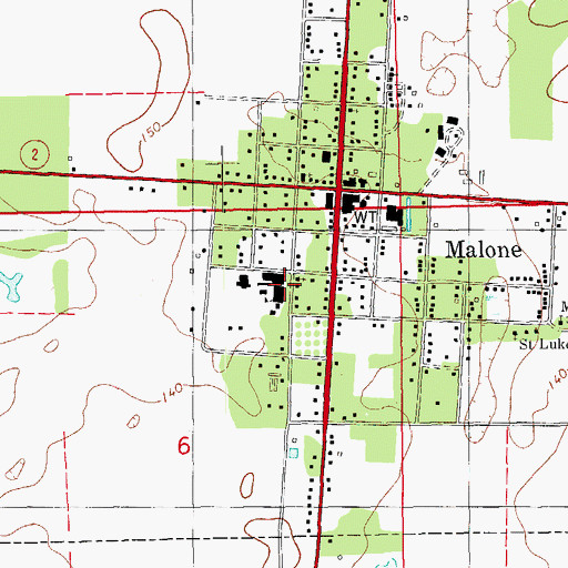 Topographic Map of Malone High School, FL