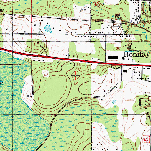 Topographic Map of Holmes County High School, FL