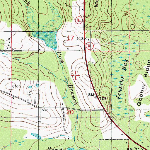 Topographic Map of Ponce de Leon High School, FL