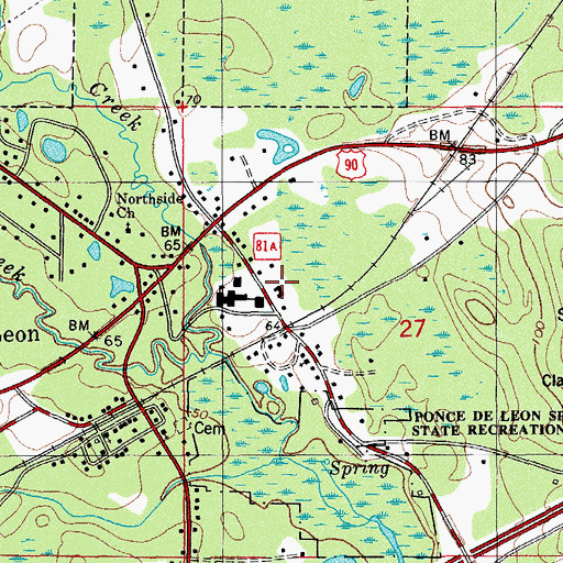 Topographic Map of Ponce de Leon Elementary School, FL