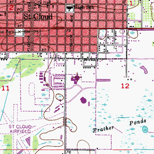Topographic Map of Saint Cloud Middle School, FL