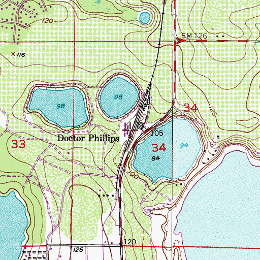 Topographic Map of Doctor Phillips Elementary School, FL