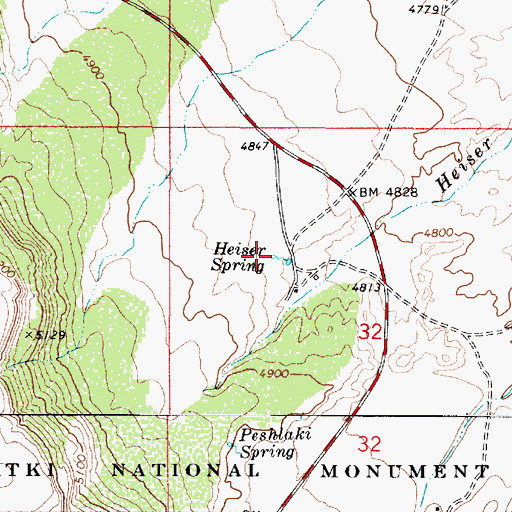 Topographic Map of Heiser Spring, AZ