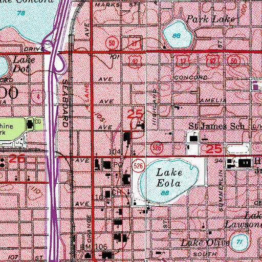 Topographic Map of Orlando Vocational/Technical Center, FL