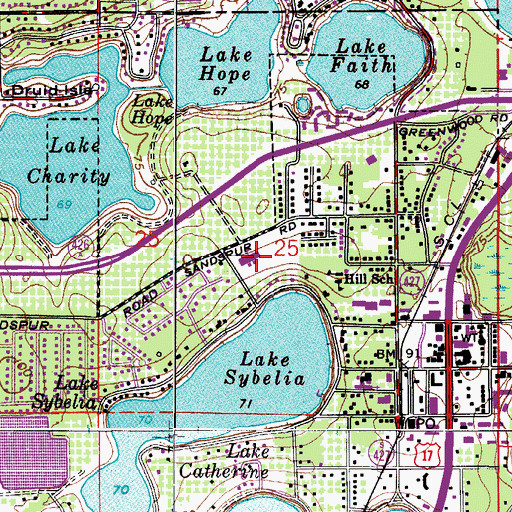 Topographic Map of Lake Sybelia Elementary School, FL