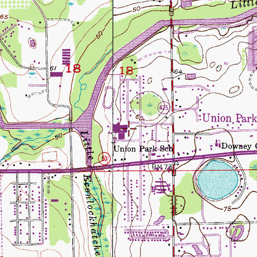 Topographic Map of Union Park Junior High School, FL