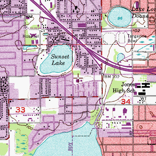 Topographic Map of Orange Center Elementary School, FL