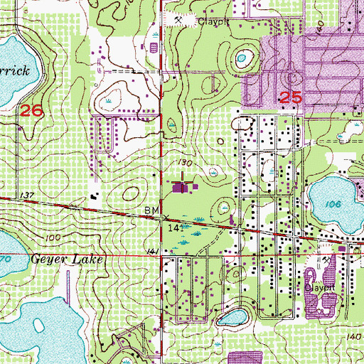 Topographic Map of Oak Hill Elementary School, FL