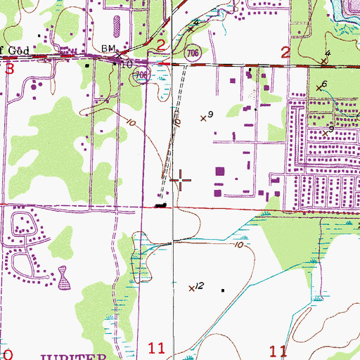 Topographic Map of Jerry Thomas Elementary School, FL