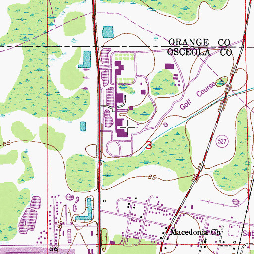 Topographic Map of Reedy Creek Elementary School, FL