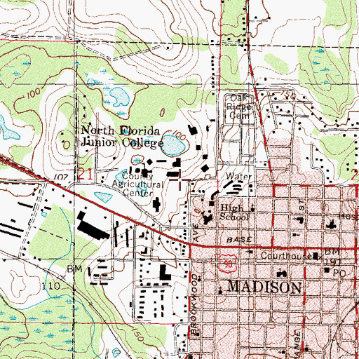 Topographic Map of North Florida Community College Library, FL