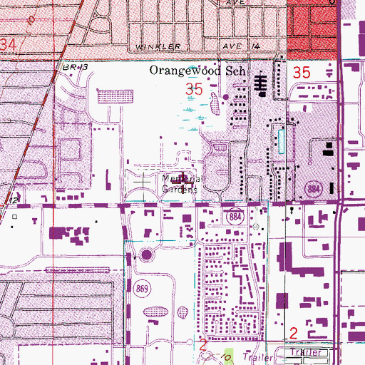 Topographic Map of Fort Myers Memorial Gardens, FL