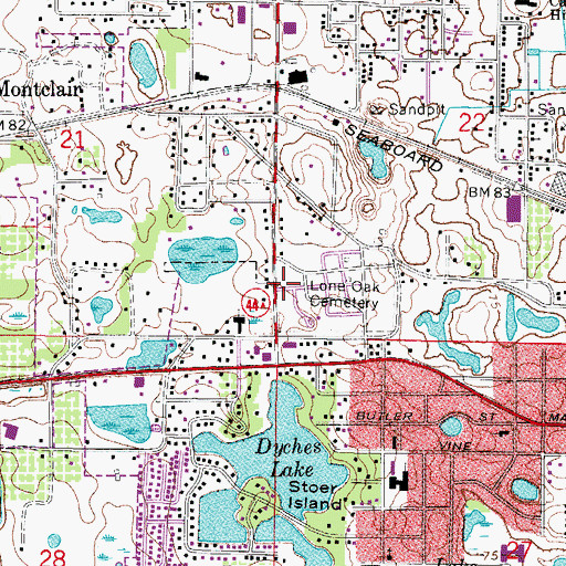 Topographic Map of Evergreen Memorial Gardens Cemetery, FL