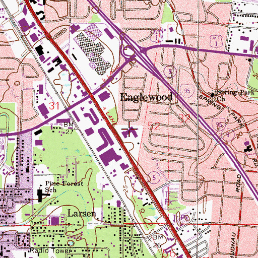 Topographic Map of Jacksonville General Hospital, FL