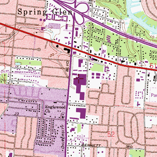 Topographic Map of Memorial Hospital, FL